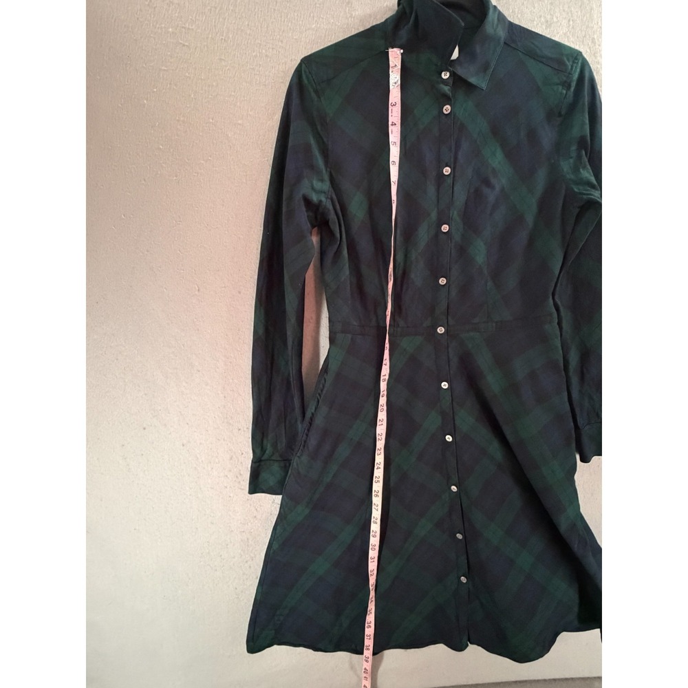 UNTUCKit Holly Shirt Dress Womens 4 Blue Green Tartan Dark Academia Heritage - Picture 8 of 16